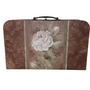 Cynthia Coulter Faux Suitcase Paperboard Rose Storage Organizer